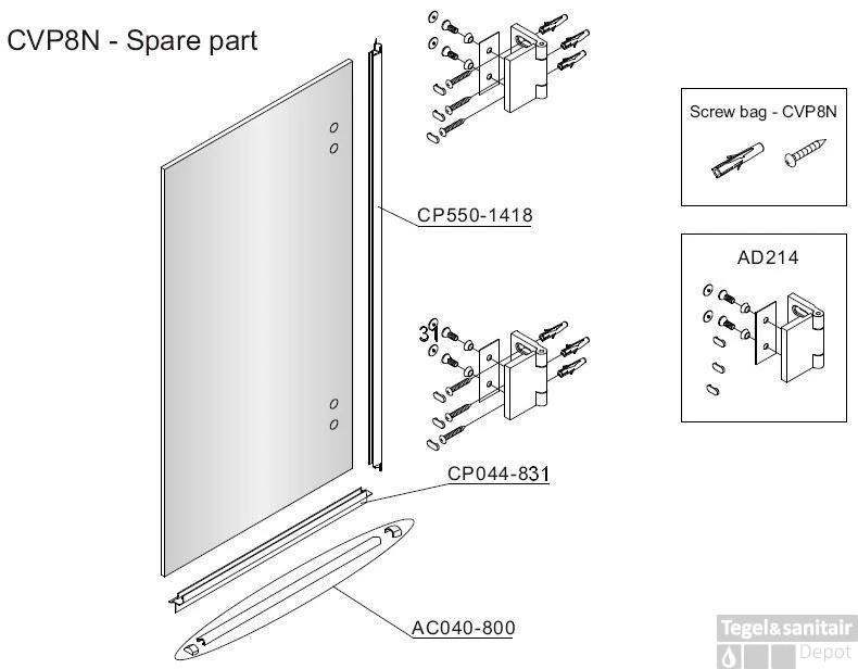 B&w-luxury Bagno Badwand 80x140cm. Chroom-helder Clean - Afbeelding 5