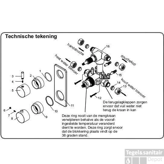 Wiesbaden Inbouw Regendouche Set 01 Rombo Chroom - Afbeelding 3