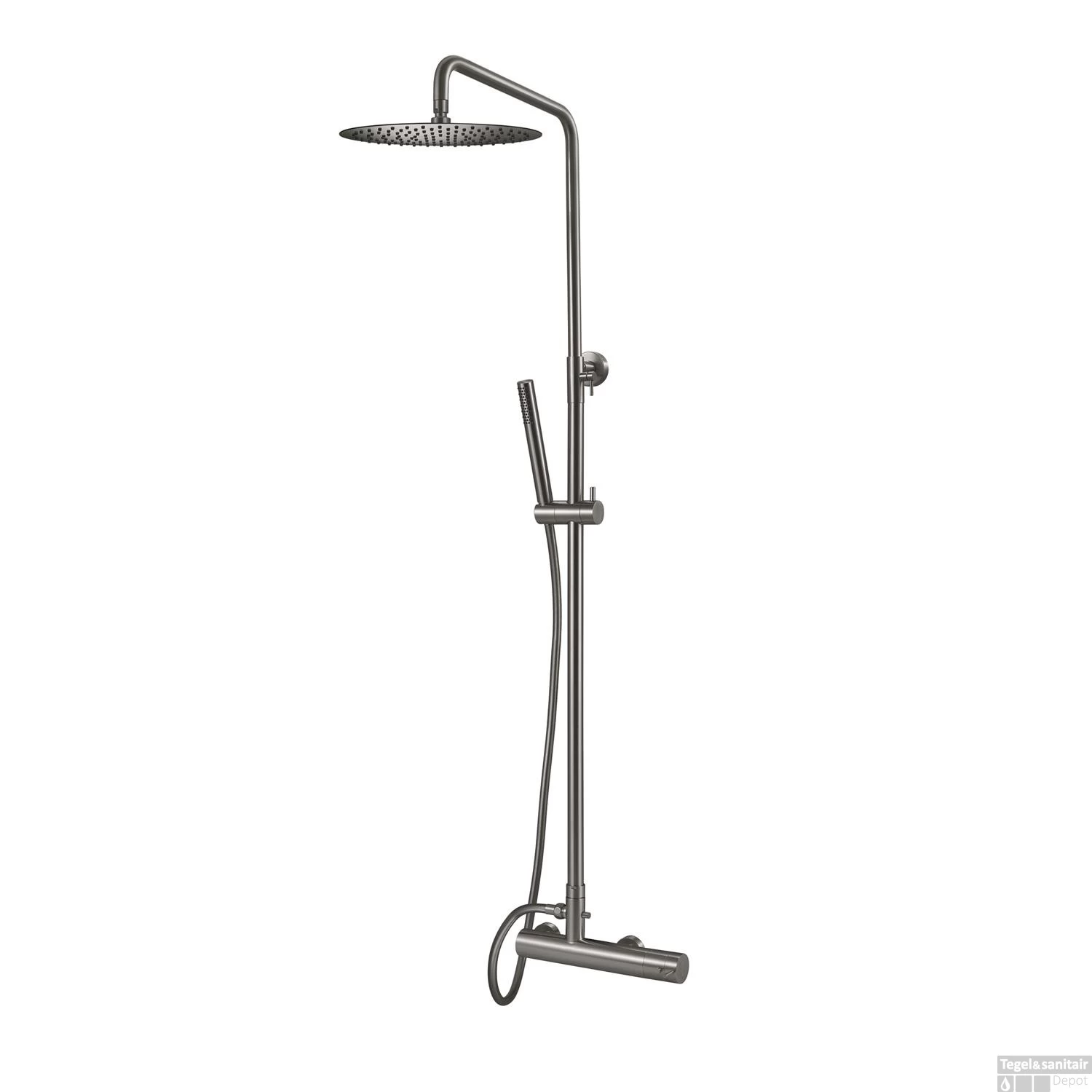 Opbouw Regendoucheset Qisani Flow Thermostatisch Geborsteld RVS