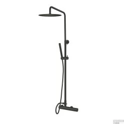 Opbouw Regendoucheset Qisani Flow Thermostatisch Geborsteld Mat Zwart