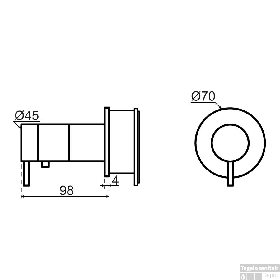 Regendoucheset Qisani Flow Inbouw 2-weg Zonder Plaat Geborsteld Gun Metal - Afbeelding 2