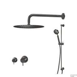 Regendoucheset Qisani Flow Inbouw 2-weg Zonder Plaat Geborsteld Gun Metal