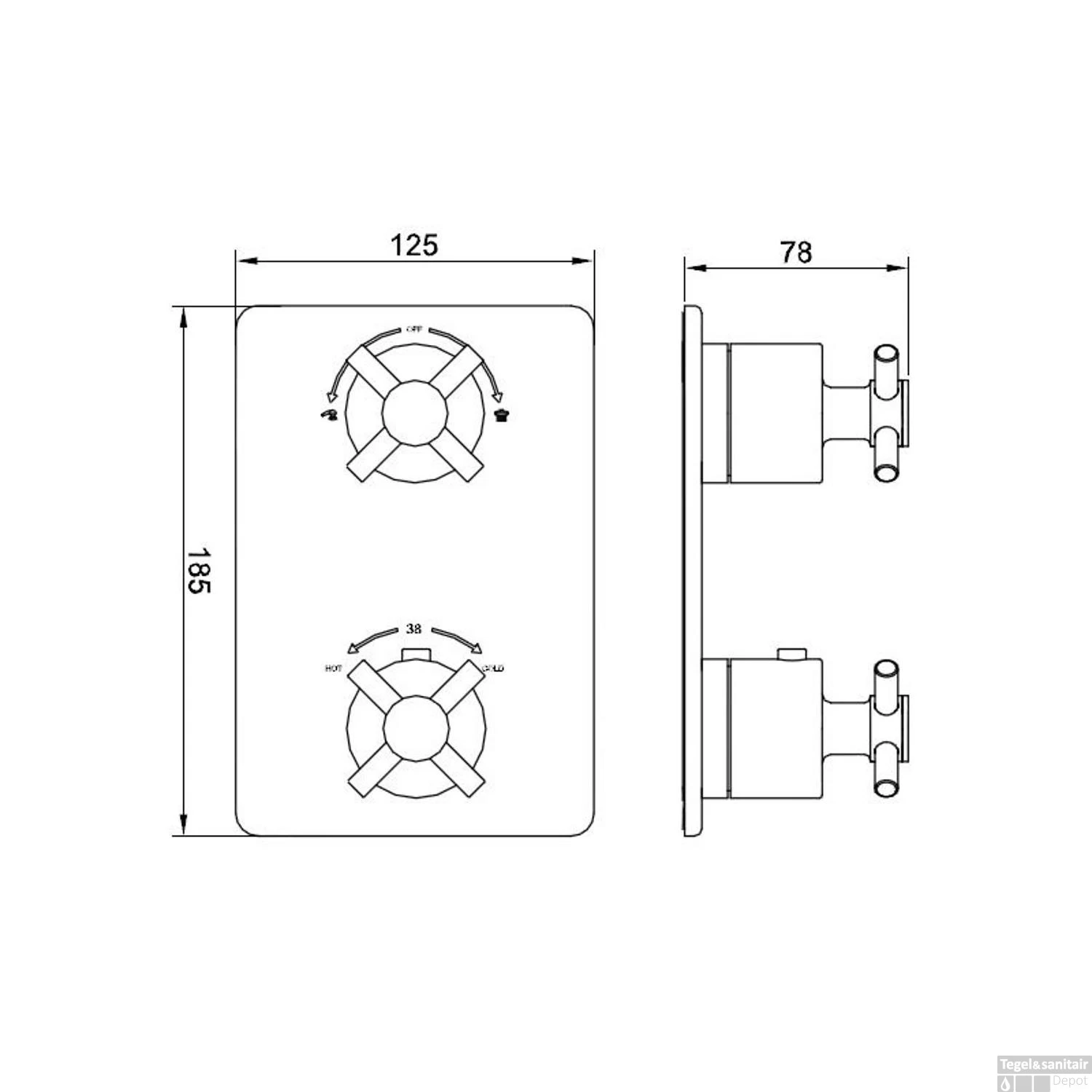 Thermostatische Inbouw Regendouche Set Wiesbaden Type 130 Wandarm Ufo 20 Cm Rond Incl. Inbouwdeel - Afbeelding 5
