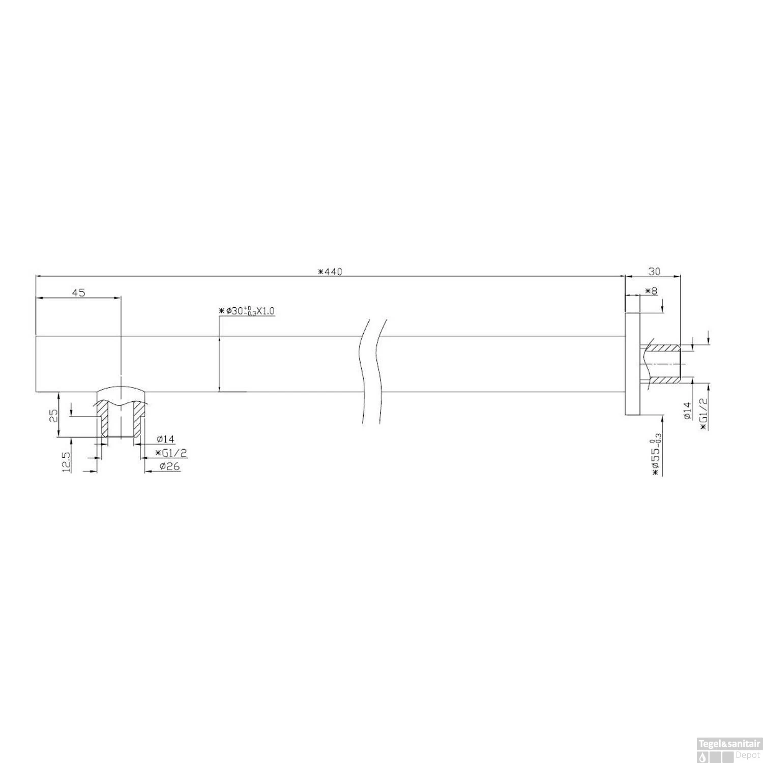 Thermostatische Inbouw Regendouche Set Wiesbaden Type 130 Wandarm Ufo 20 Cm Rond Incl. Inbouwdeel - Afbeelding 9