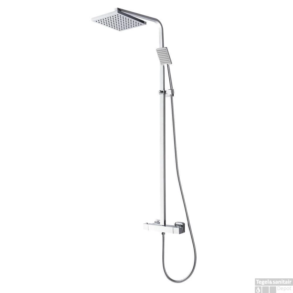 Douche Opbouwset Wiesbaden Rombo Eco 20cm Chroom + Thermostaatkraan