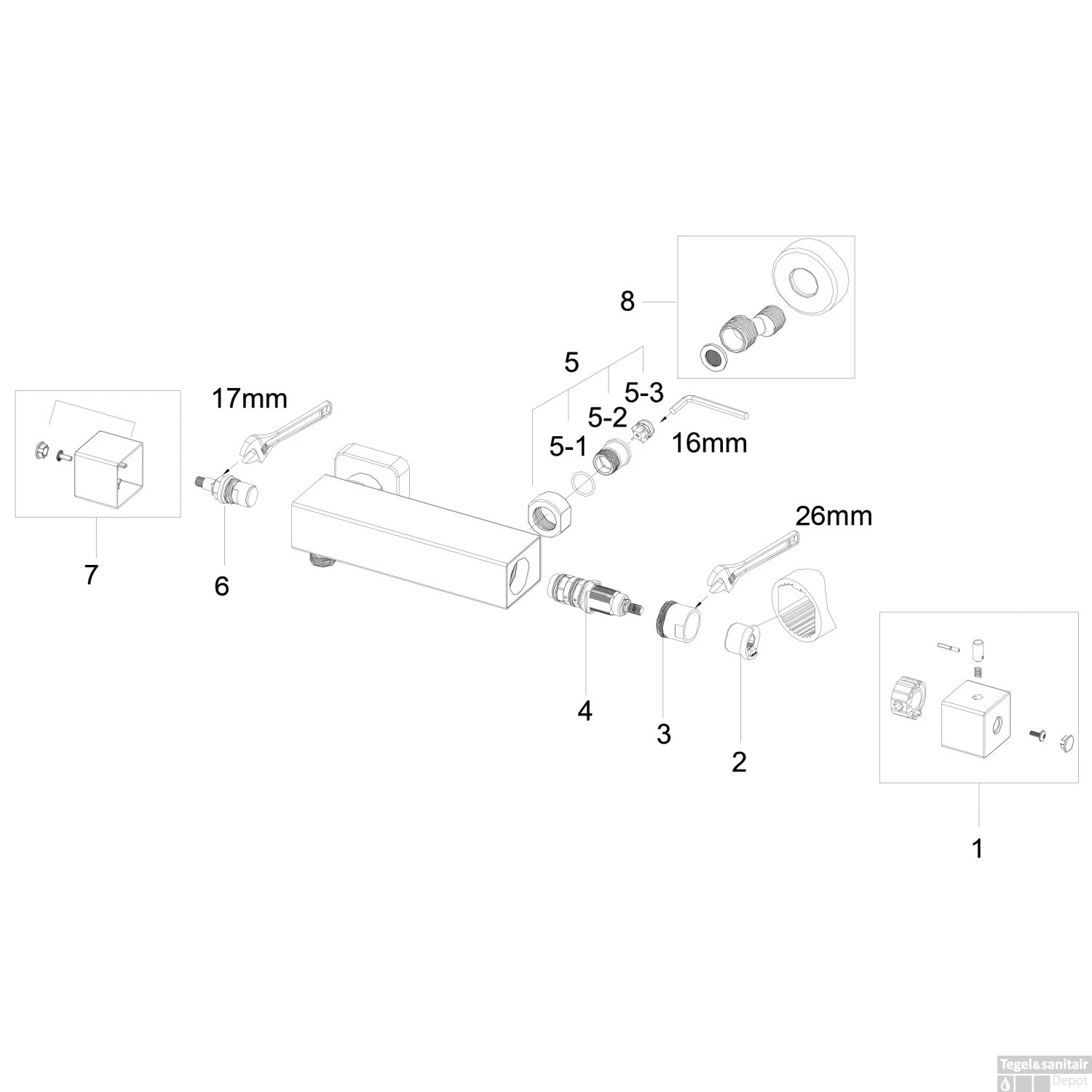 Douchethermostaat Eco Rombo 28cm Chroom - Afbeelding 3