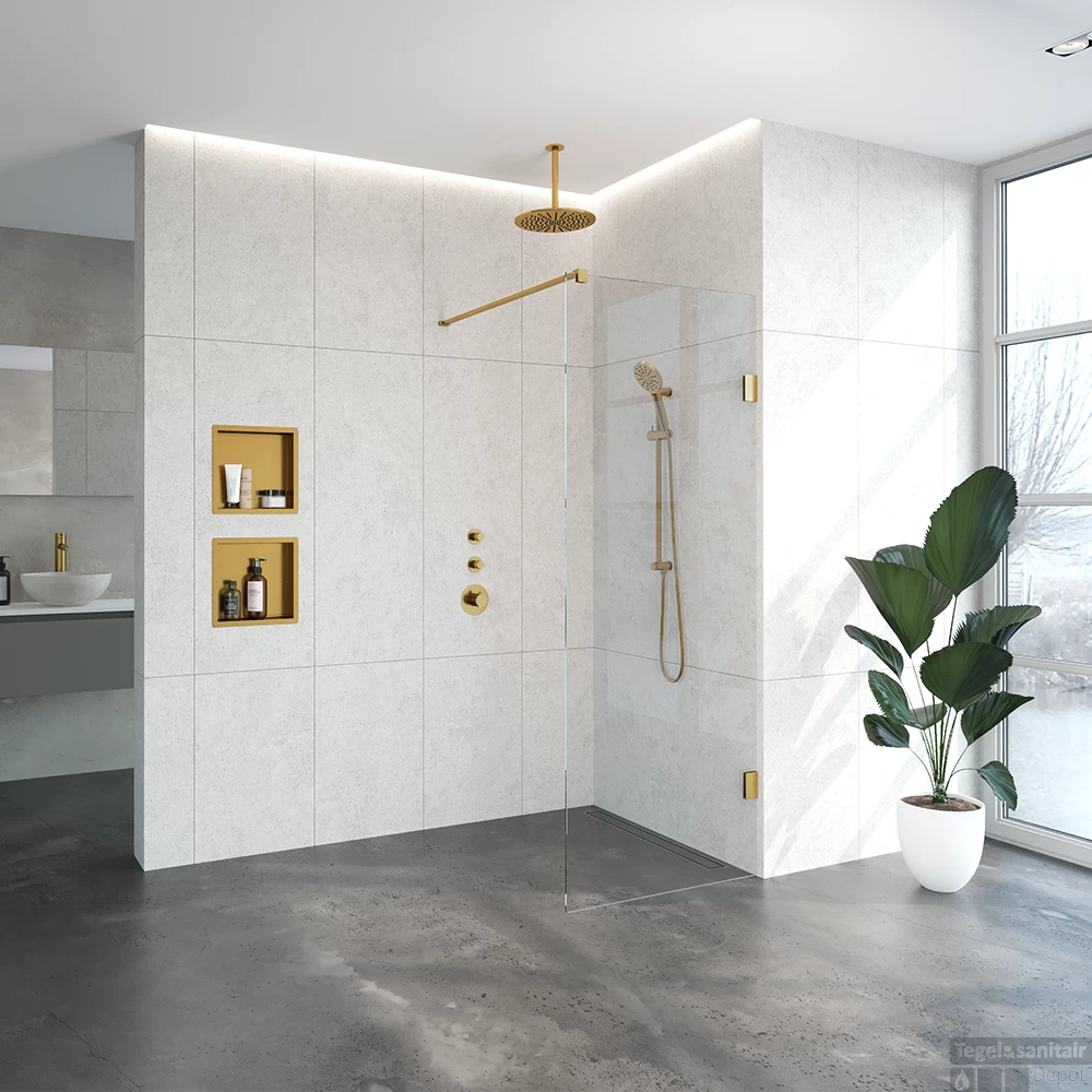 Inloopdouche Compleet Just Creating Profielloos 80 Cm Goud - Afbeelding 2