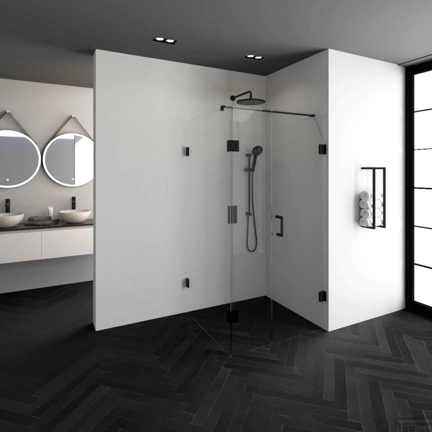 Douchecabine Compleet Just Creating 3-Delig 100x100 Cm Mat Zwart - Afbeelding 2