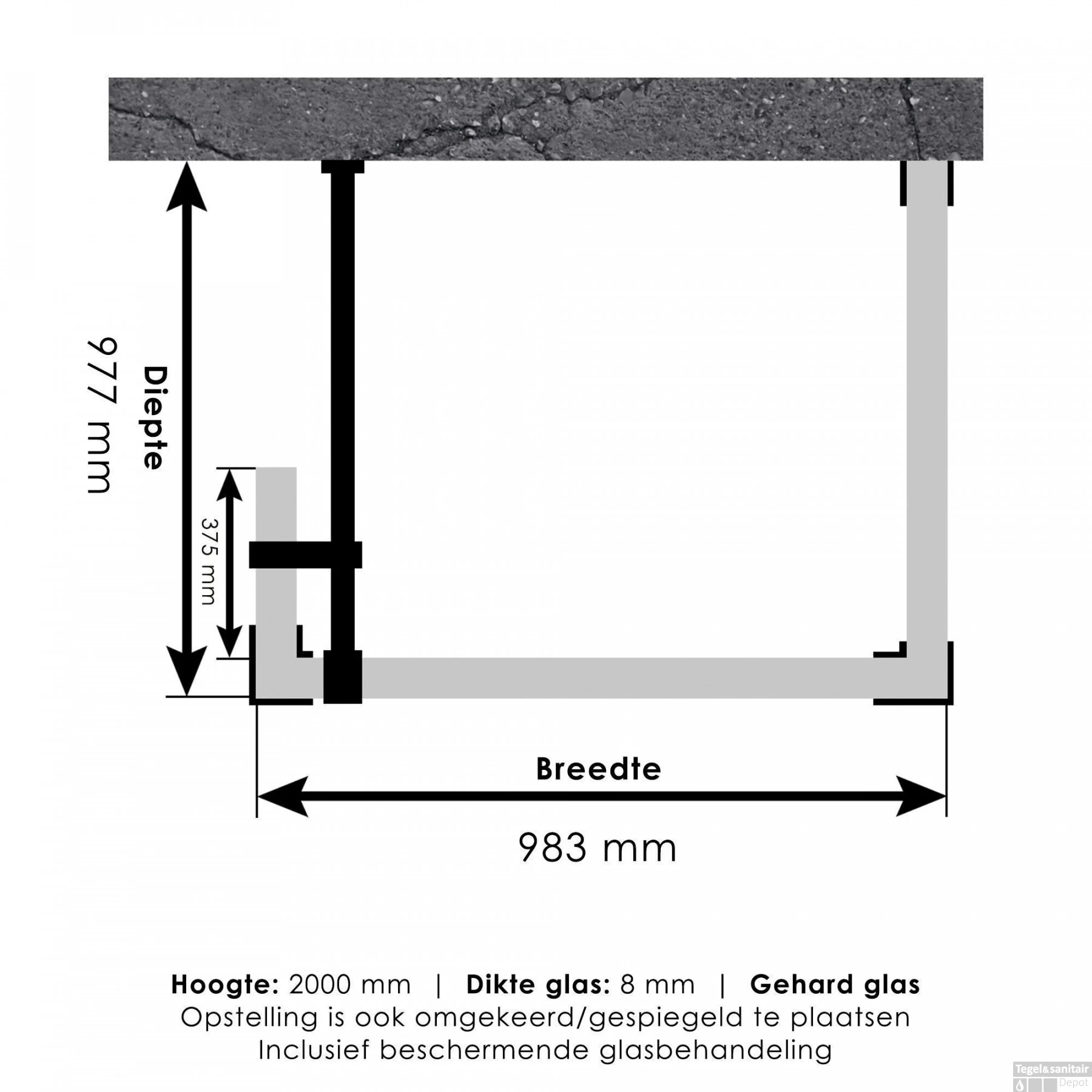 Inloopdouche Compleet Just Creating Profielloos 100x100/40 Cm Reversed Goud - Afbeelding 3