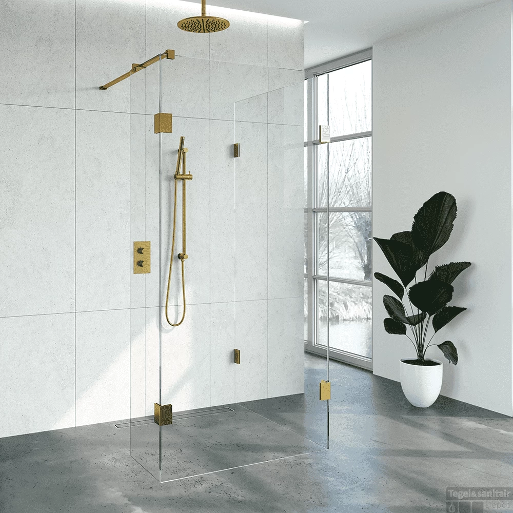 Inloopdouche Compleet Just Creating Profielloos 100x100/40 Cm Reversed Goud