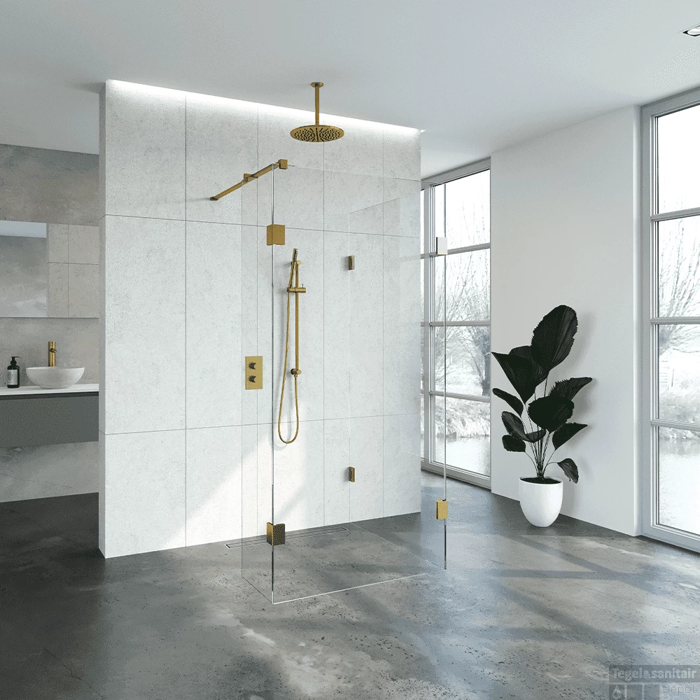 Inloopdouche Compleet Just Creating Profielloos 100x100/40 Cm Reversed Goud - Afbeelding 2