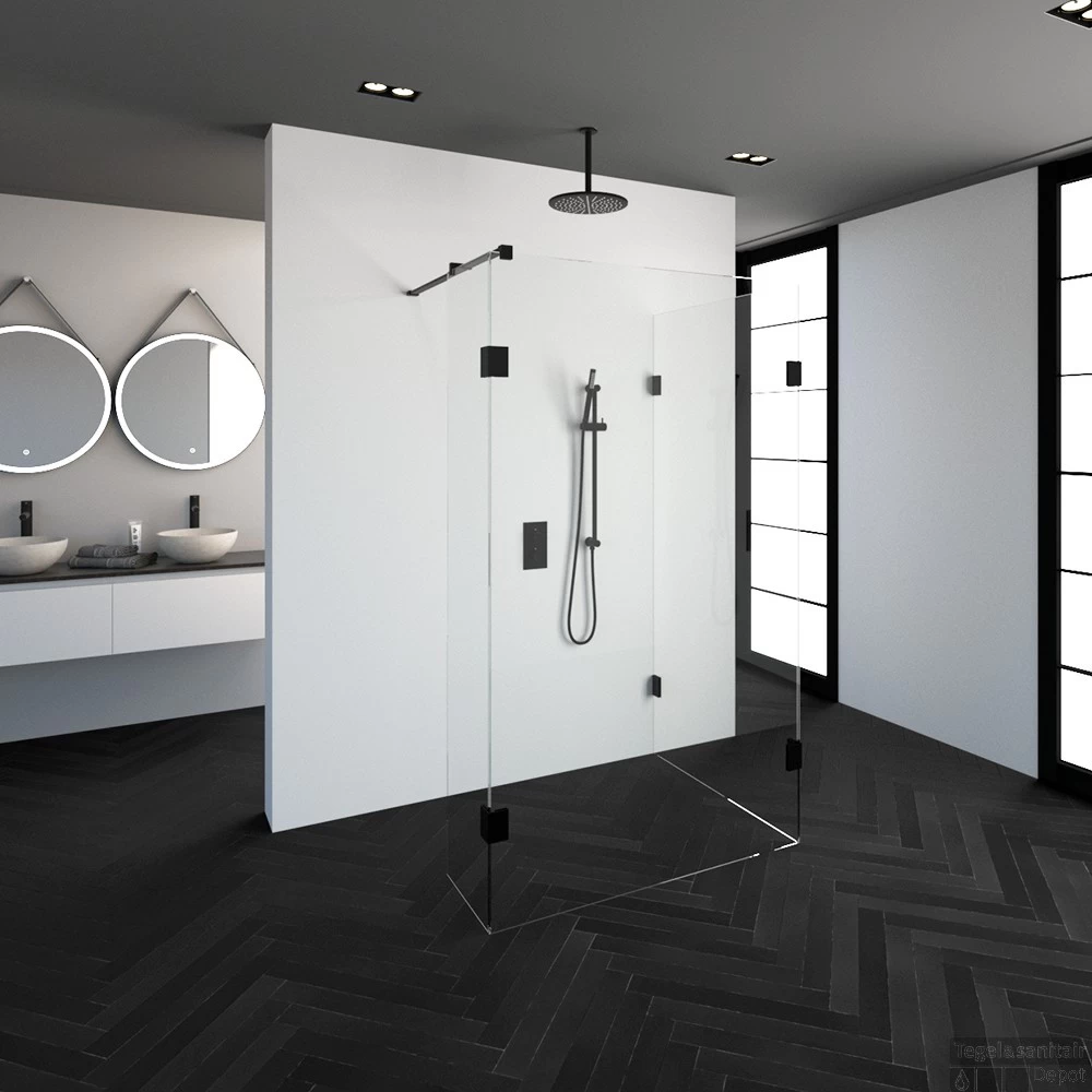 Inloopdouche Compleet Just Creating Profielloos 100x120/40 Cm Reversed Mat Zwart - Afbeelding 2