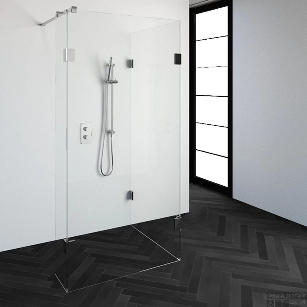 Inloopdouche Compleet Just Creating Profielloos 90x100/30 Cm Reversed Chroom