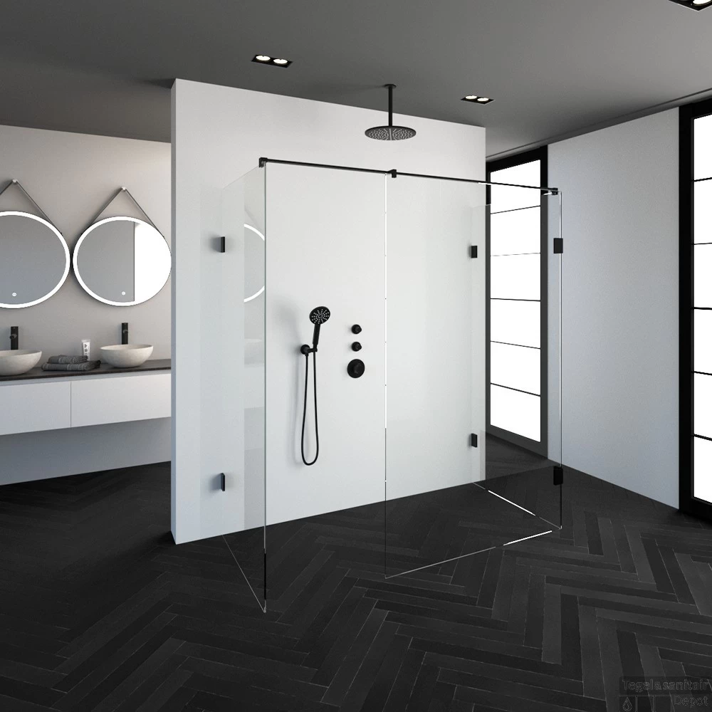 Inloopdouche Compleet XL Just Creating Profielloos 90x180 Cm Mat Zwart - Afbeelding 2