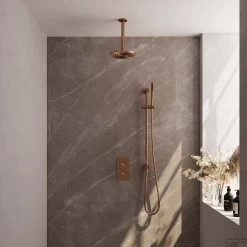 Inbouw Regendouche Set Brauer Copper Edition Plafond Uitloop Ronde Hoofddouche 20 Cm Met Glijstang Koper