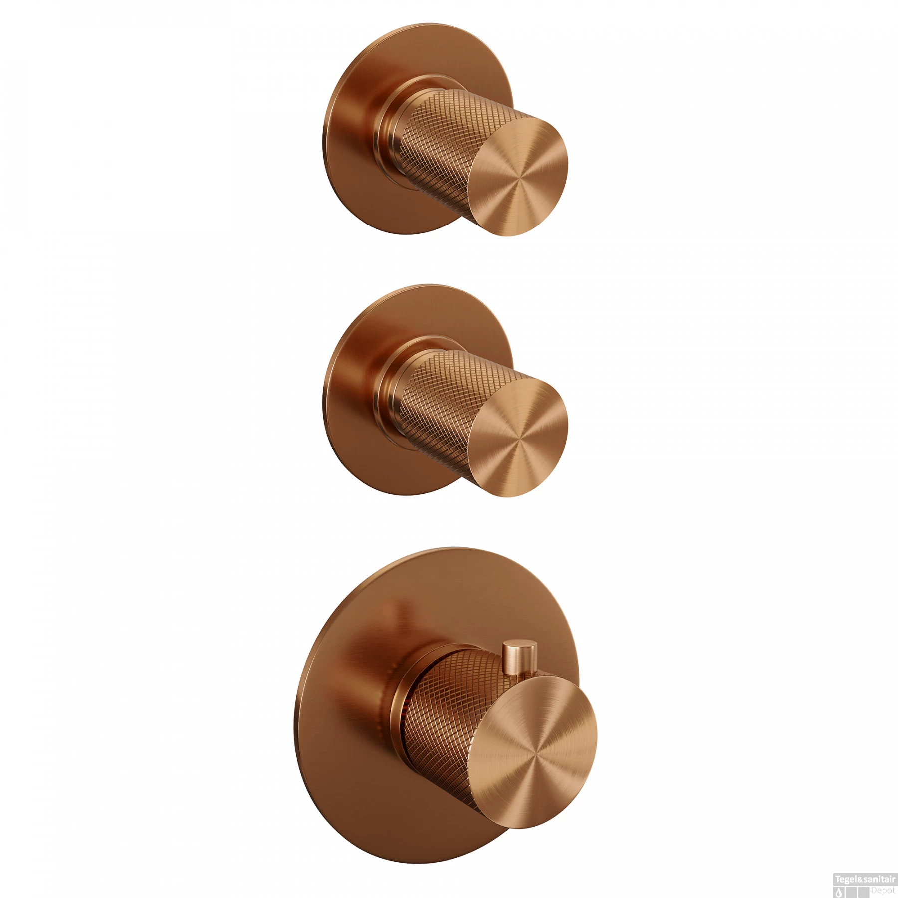 Regendoucheset Inbouw Brauer Copper Carving Thermostatisch 20cm Met Wandarm, Glijstang En Handdouche 3-Standen Losse Stopkranen Geborsteld Koper - Afbeelding 9