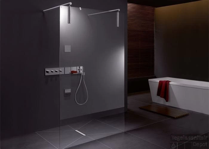 Kermi Walk-in Shower Free Xs Inloopdouche 120x200 Met Profiel M/plafondsteun Zilver Glans-helder Glas