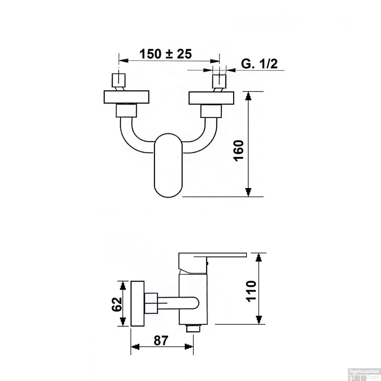Opbouw Douchekraan Sapho Dandy Mengkraan 1-hendel Chroom - Afbeelding 2