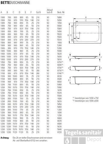 Bette Super Vlak Douchebak 90 X 80 X 2,5 Cm. Wit - Afbeelding 2