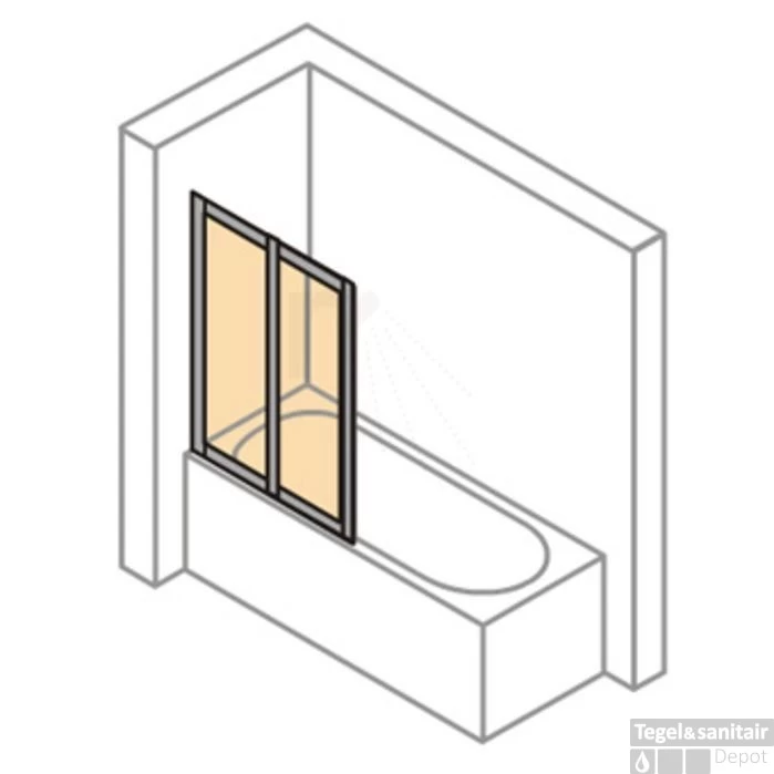 Huppe Combinett 2-delige Badklapwand 100x140 Cm. Matzilver-helder Glas - Afbeelding 2