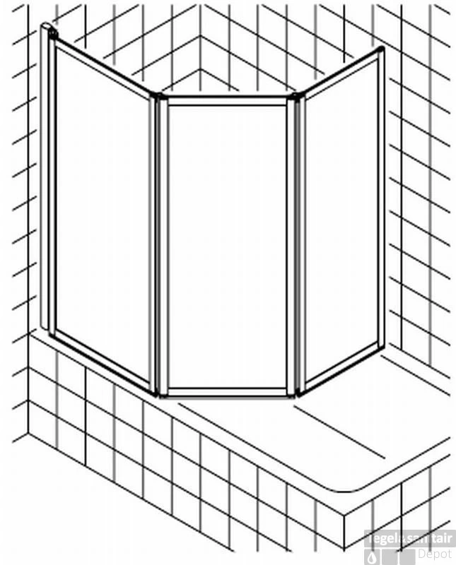 Kermi Vario Badklapwand 3-delig 160 Cm. Kunst. Parel Matzilver-kunststof Glas - Afbeelding 2