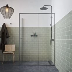 Schuifdeur Sealskin Contour Met Zijwand 120x90x200 Cm, 6 Mm Helder Veiligheidsglas Met Antikalklaag Mat Grijs