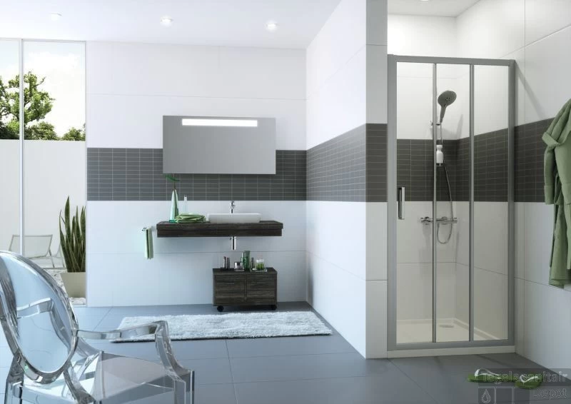 Huppe Classics 2 2-dlg. Nis Schuifdeur 90 X 190 Cm. Met Segment Zilver Glans-helder Glas - Afbeelding 2