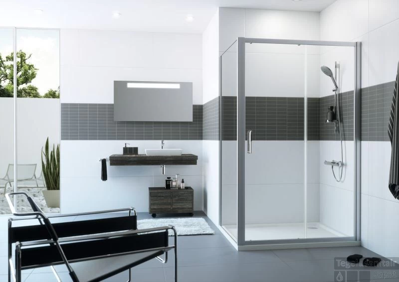 Huppe Classics 2 Schuifdeur 140 X 190 Cm. Met Segment Matzilver-helder Glas - Afbeelding 2