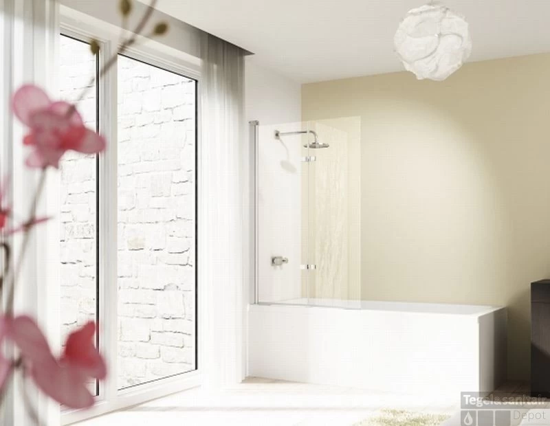 Huppe Design Pure 1-delige Badklapwand 75x150 Cm. Chroom Look-antiplaque Gl - Afbeelding 2