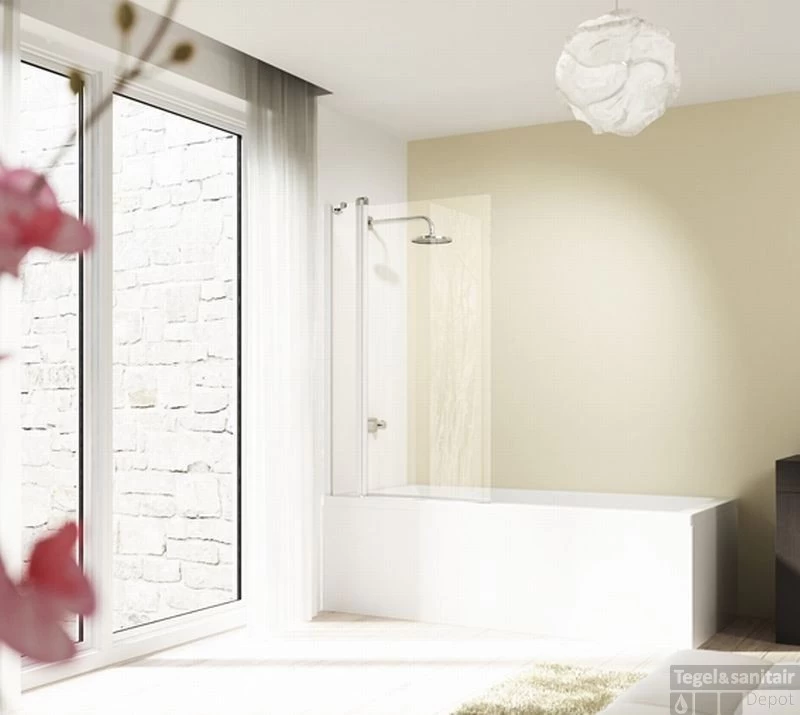 Huppe Design Pure 2-delige Badklapwand 95x150 Cm. Chroom Look-helder Glas - Afbeelding 2