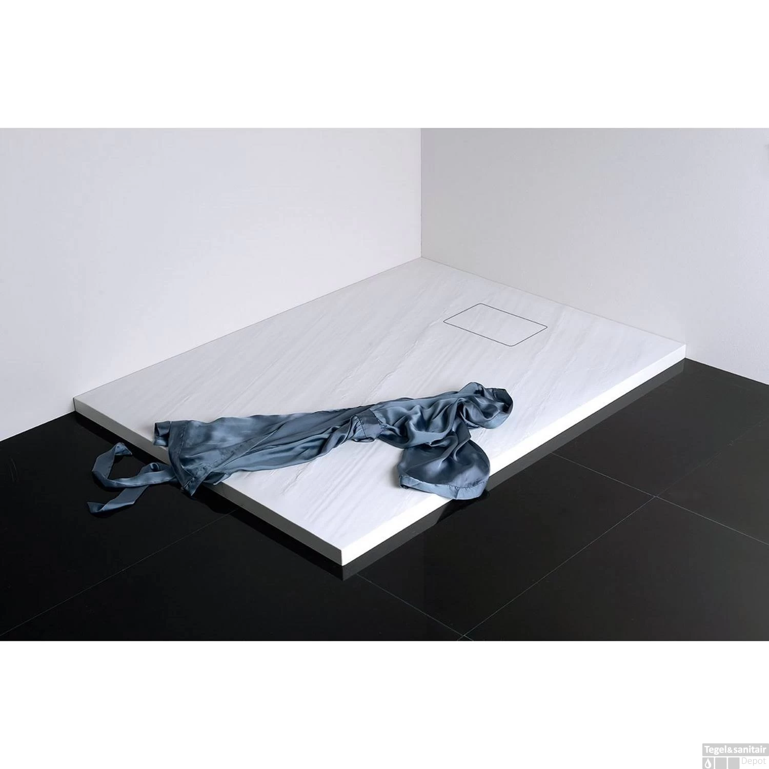 Douchebak Gegoten Marmer Sapho Acora 120x90x3.5 Cm Rechthoek Steen Wit - Afbeelding 2