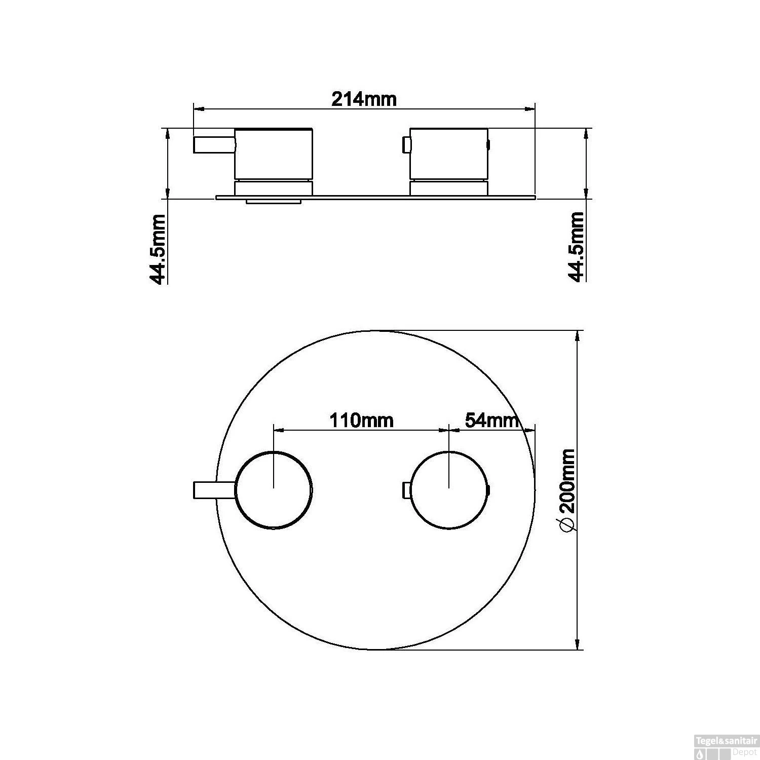 Afbouwdeel Wiesbaden Caral Thermostaat 2 Weg Rond Mat Zwart - Afbeelding 2