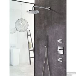 Complete Thermostatische Douche Inbouwset Hotbath Laddy 2 Stopkranen Geborsteld Nikkel