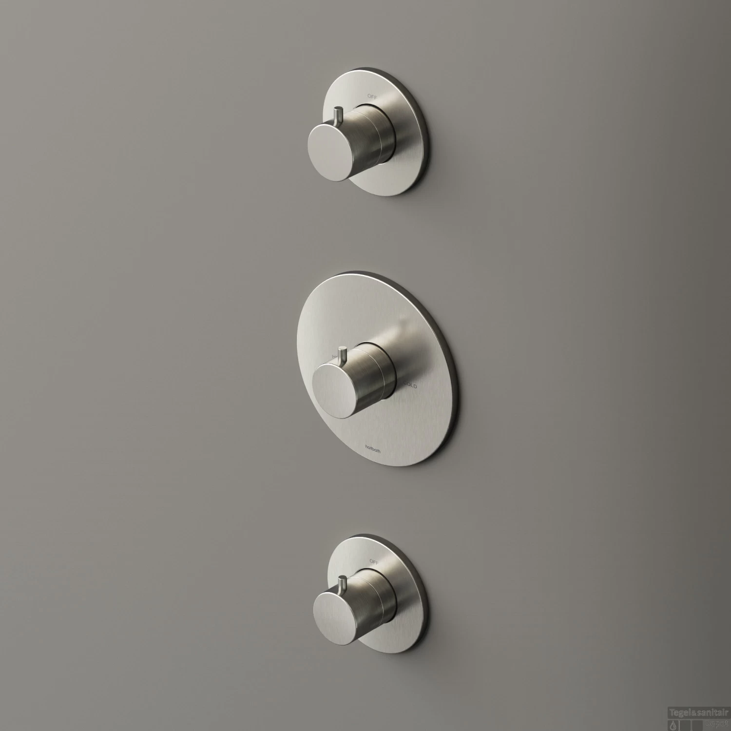 Douchethermostaat Hotbath Buddy Inbouw 2 Stopkranen Geborsteld Nikkel (excl. Inbouwdeel)