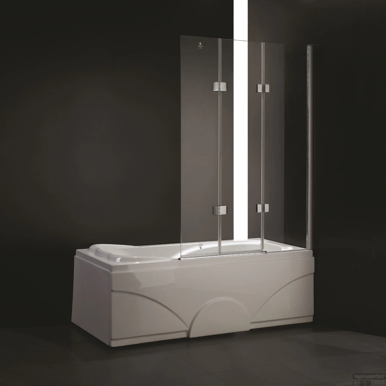 Badwand Boss & Wessing Bibi Recht 120x140cm Scharnierend 3-delig Omkeerbaar 6mm