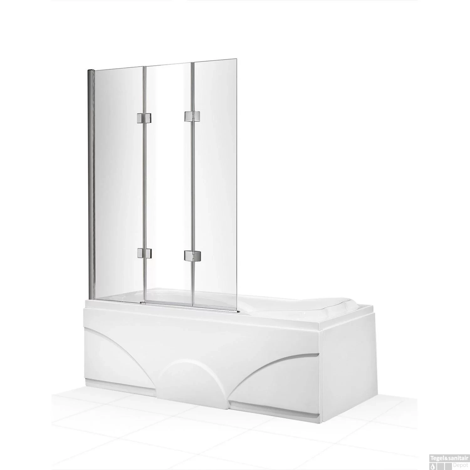 Badwand Boss & Wessing Bibi Recht 120x140cm Scharnierend 3-delig Omkeerbaar 6mm - Afbeelding 2