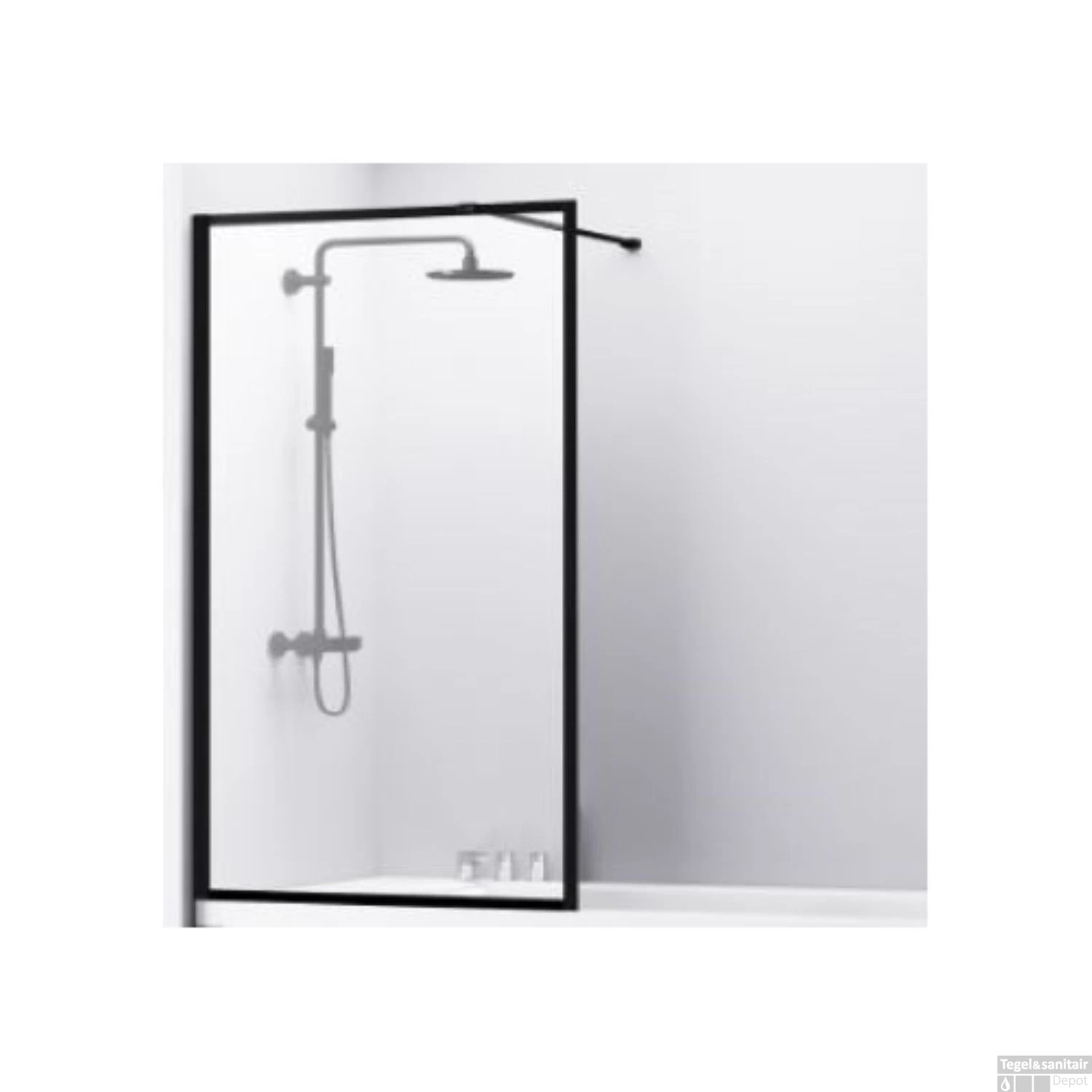 Badwand Van Rijn ST04 Helder Glas 8 Mm Aluminium Zwart Profiel 80x160 Cm - Afbeelding 3