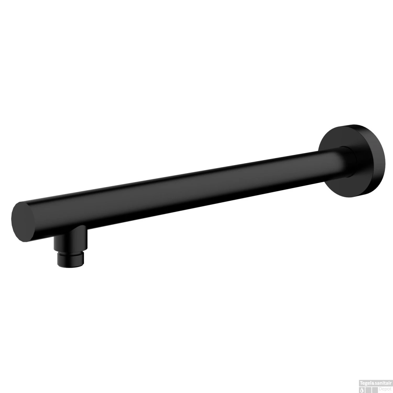 BWS Douchearm Rond Muurbevestiging 45cm Mat Zwart