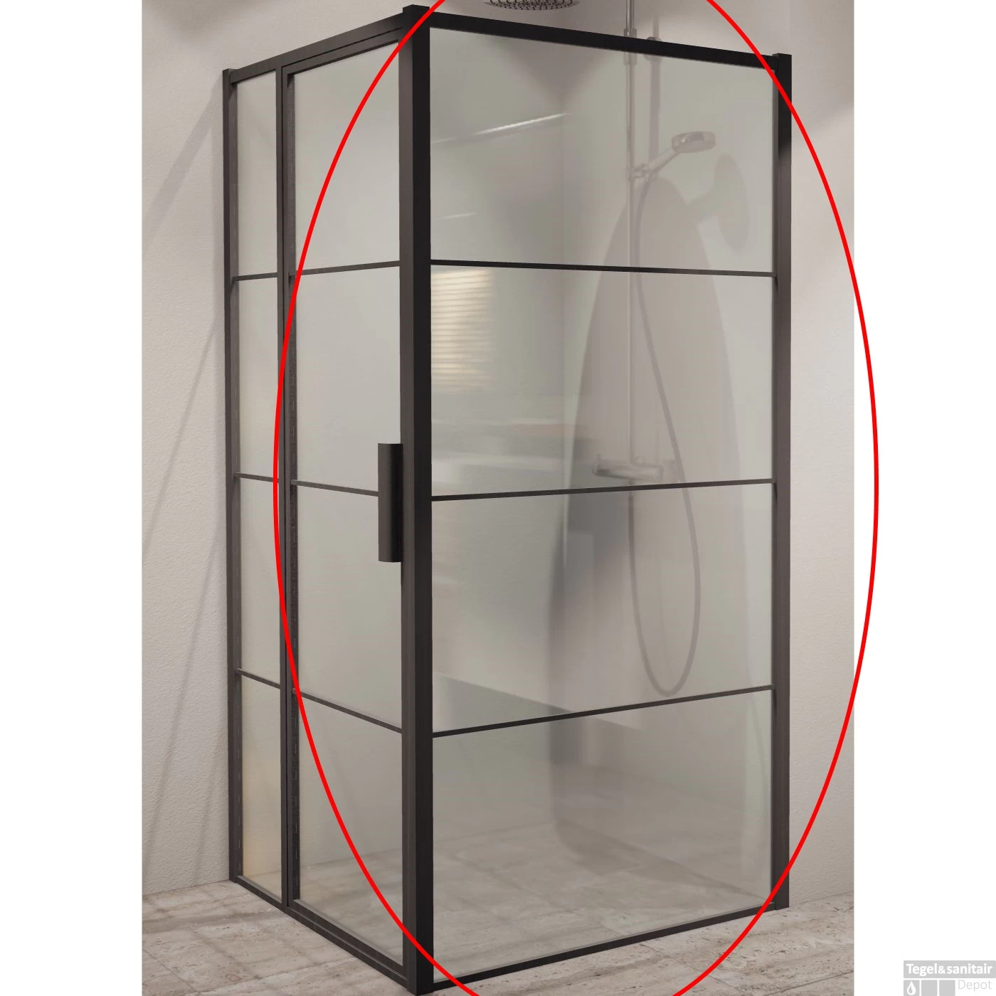 BWS Inloopdouche Frame 88x200 Cm 8mm NANO Glas Mat Zwart - Afbeelding 2