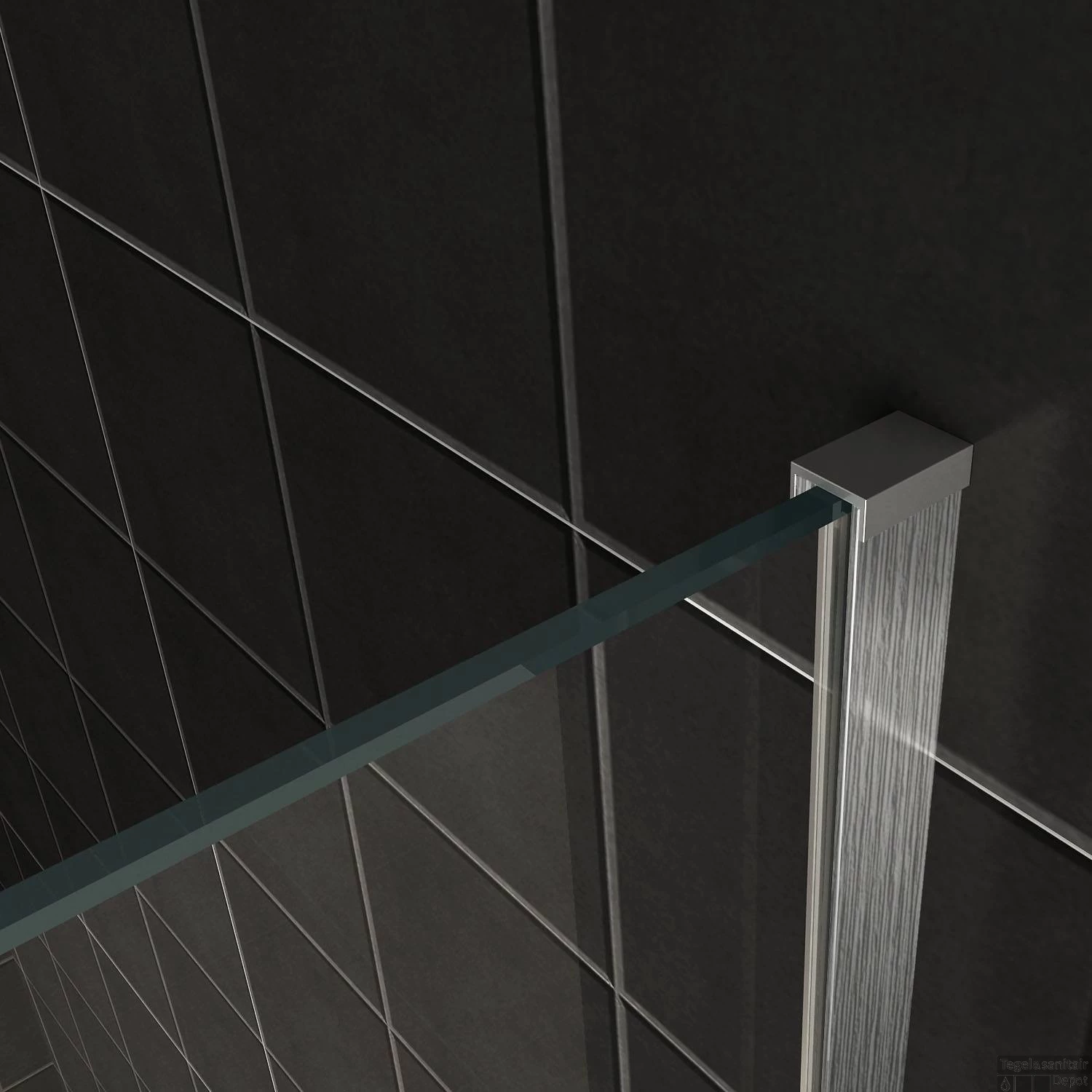 BWS Inloopdouche Pro Line Rookglas Met Middenband 110x200 8mm Nano Coating RVS Profiel En Stang - Afbeelding 2