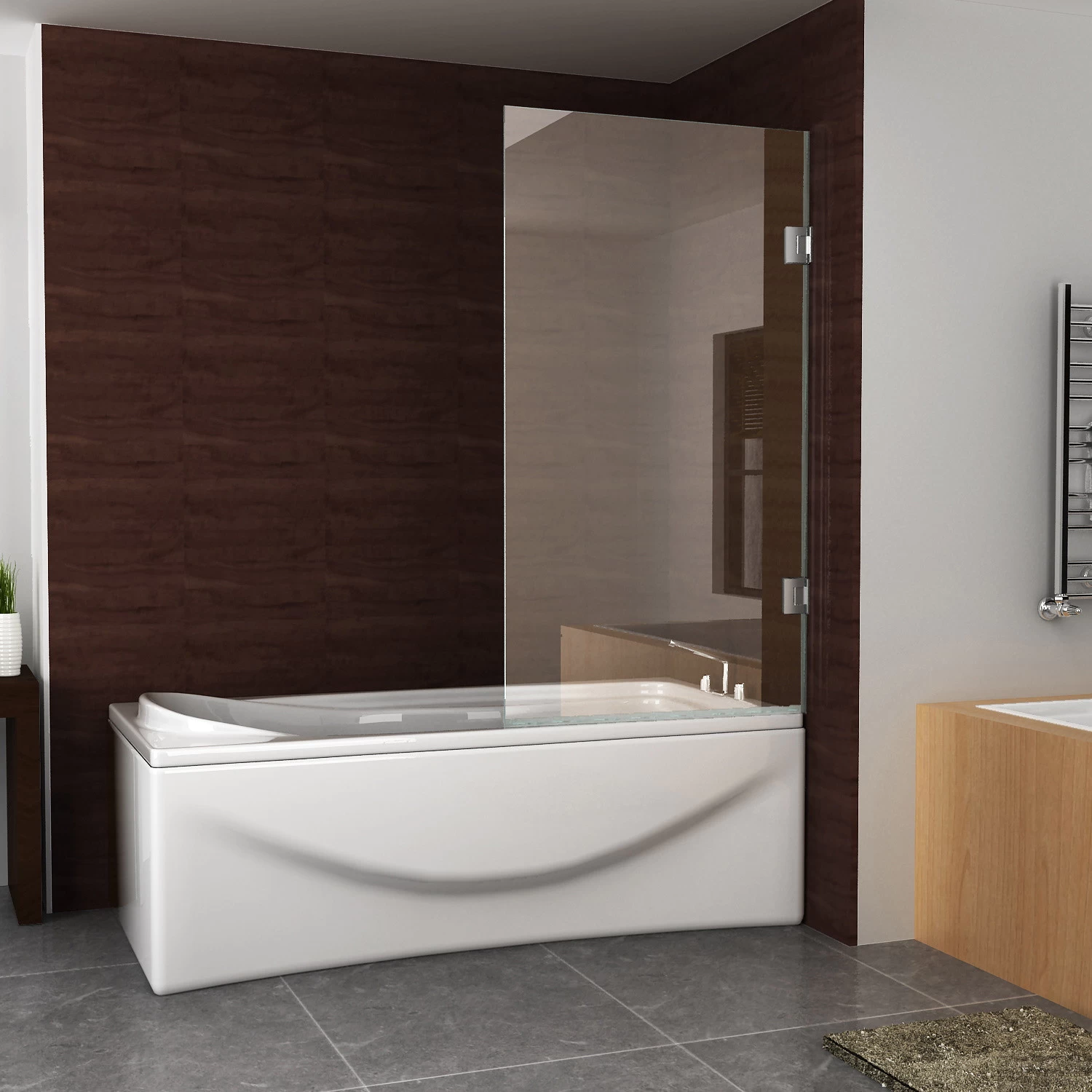 BWS Profielloze Badwand Draaibaar 80x150 Cm 6mm NANO Coating