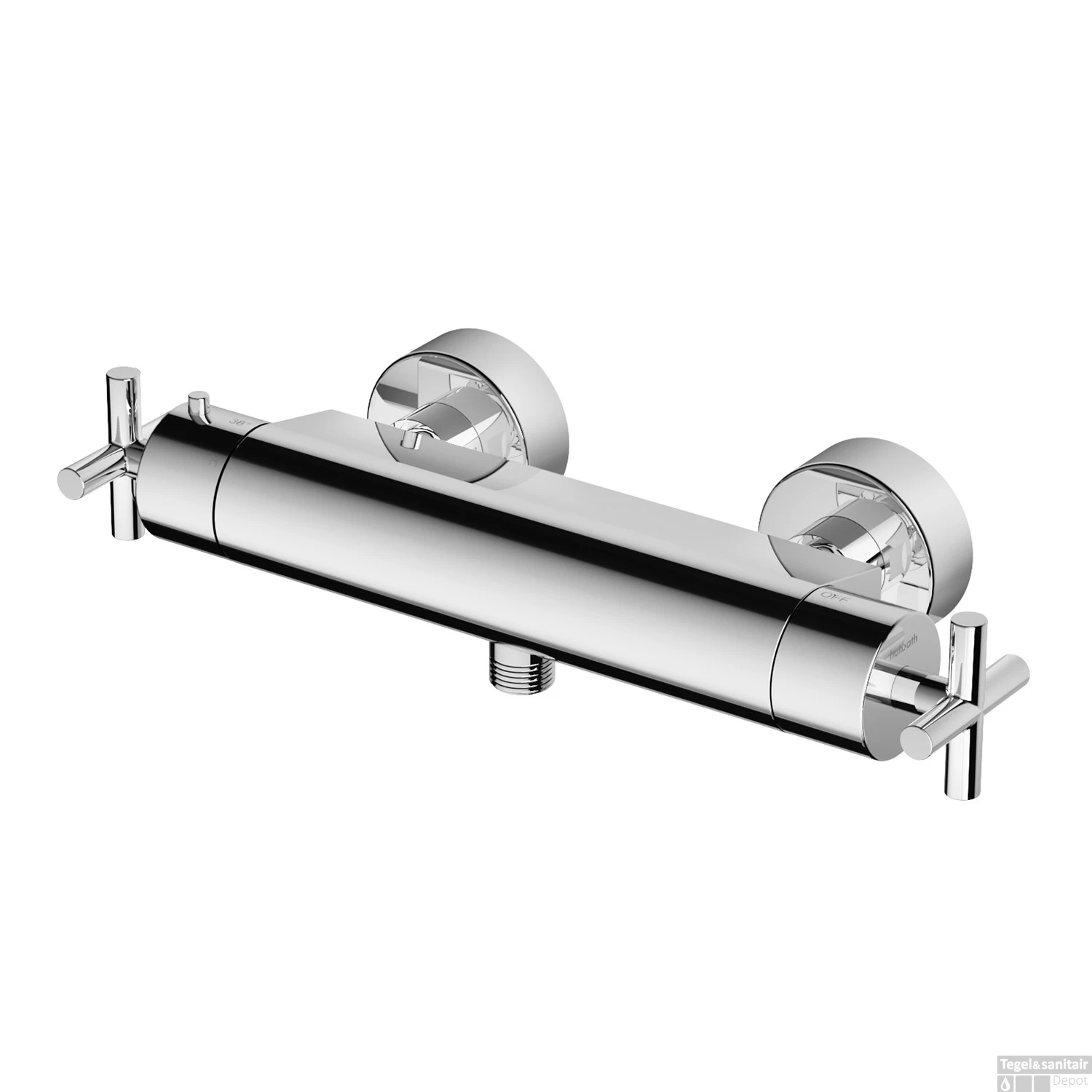 Douchethermostaat Hotbath Chap Opbouw Onderaansluiting 2-kruisgreep Chroom OUTLET - Afbeelding 2