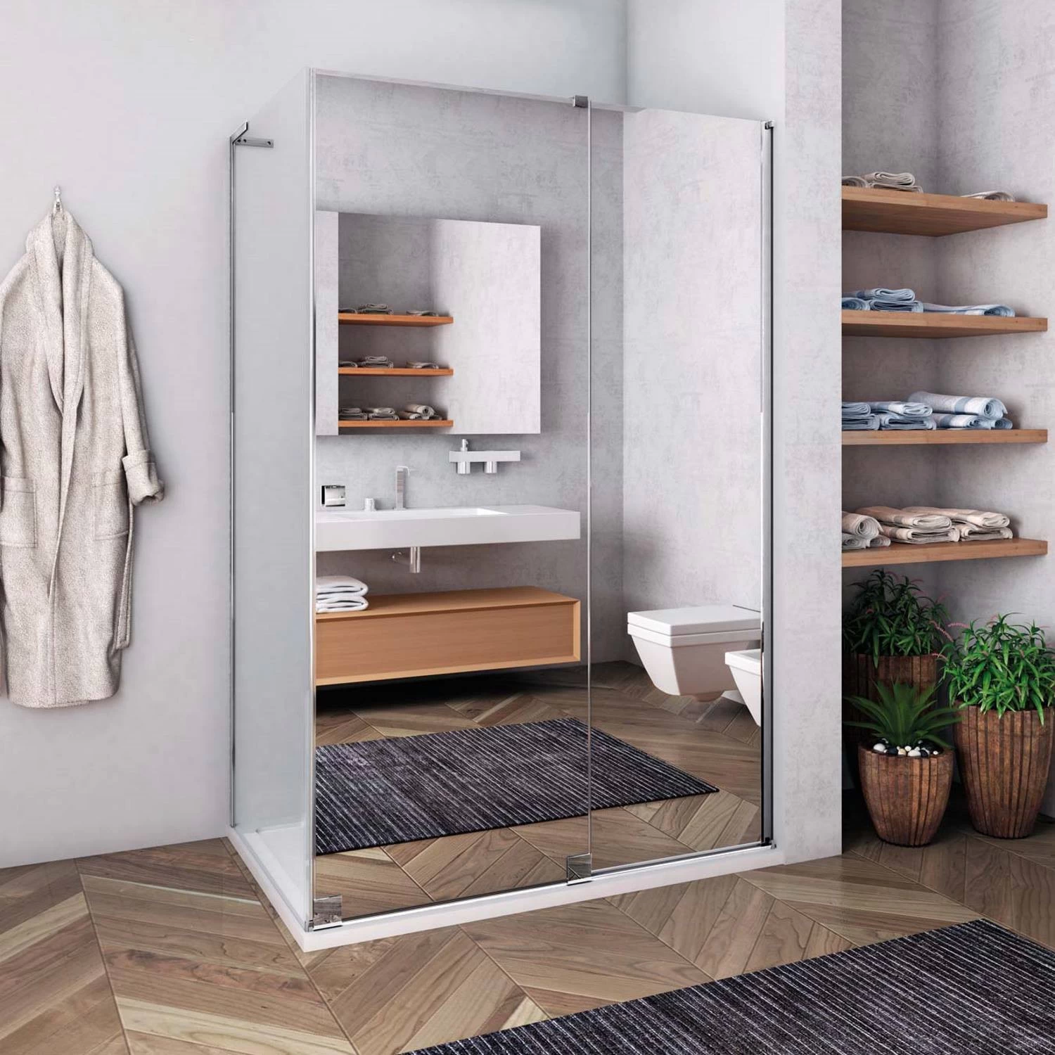 Douchecabine Lacus Capri 1 150 Cm Schuifdeur 8mm Nano Spiegelglas