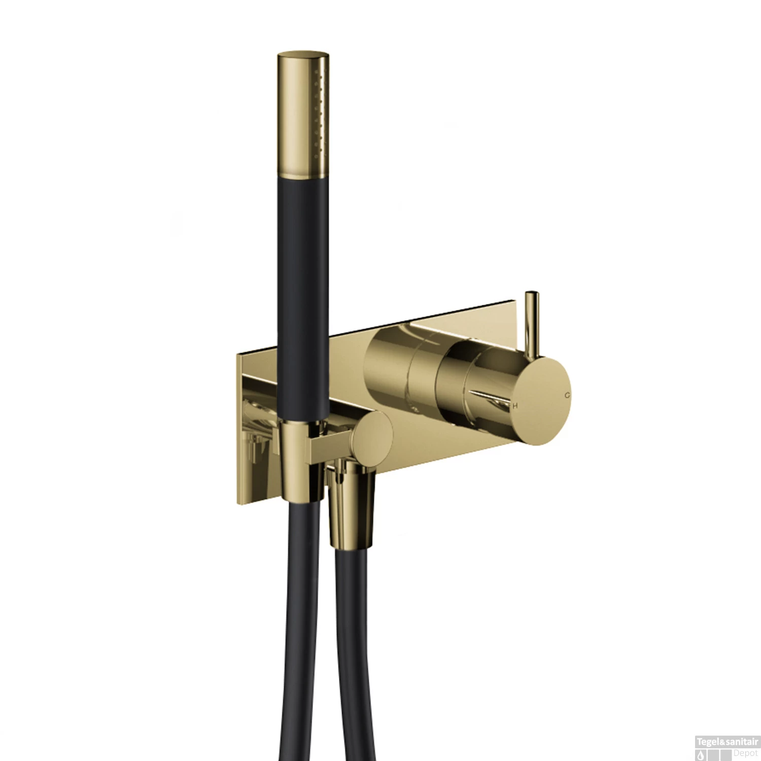 Inbouw Douchemengkraan Hotbath Cobber Incl. Doucheslang En Handdouche Gepolijst Messing PVD OUTLET