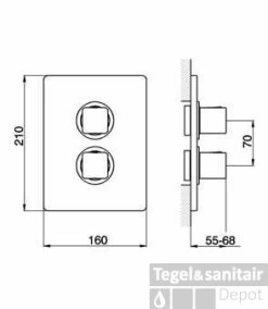 Cisal Cubic Inbouw Thermostaatkraan Afdekset Met Stopkraan Chroom CU00730021