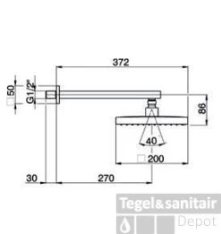 Cisal Hoofddouche 200 Vierkant Chroom DS01329021
