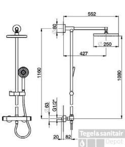 Cisal Roadster Douchekolom Thermostaat Mat Wit 250mm RRC780204Q