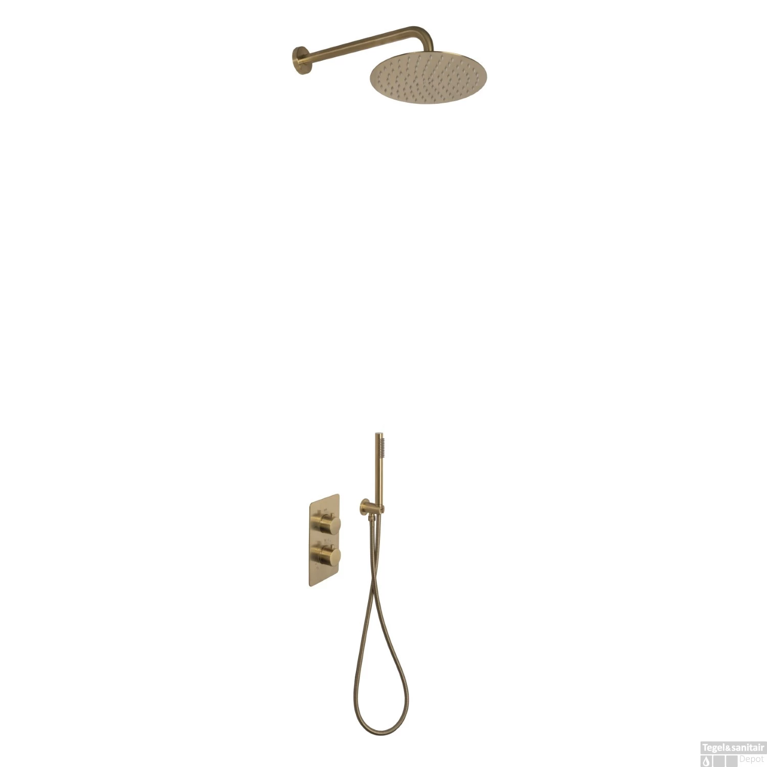 Inbouw Regendouche Set Boss & Wessing Colorato Met Handdouche En Wanduitloop Geborsteld Goud - Afbeelding 7