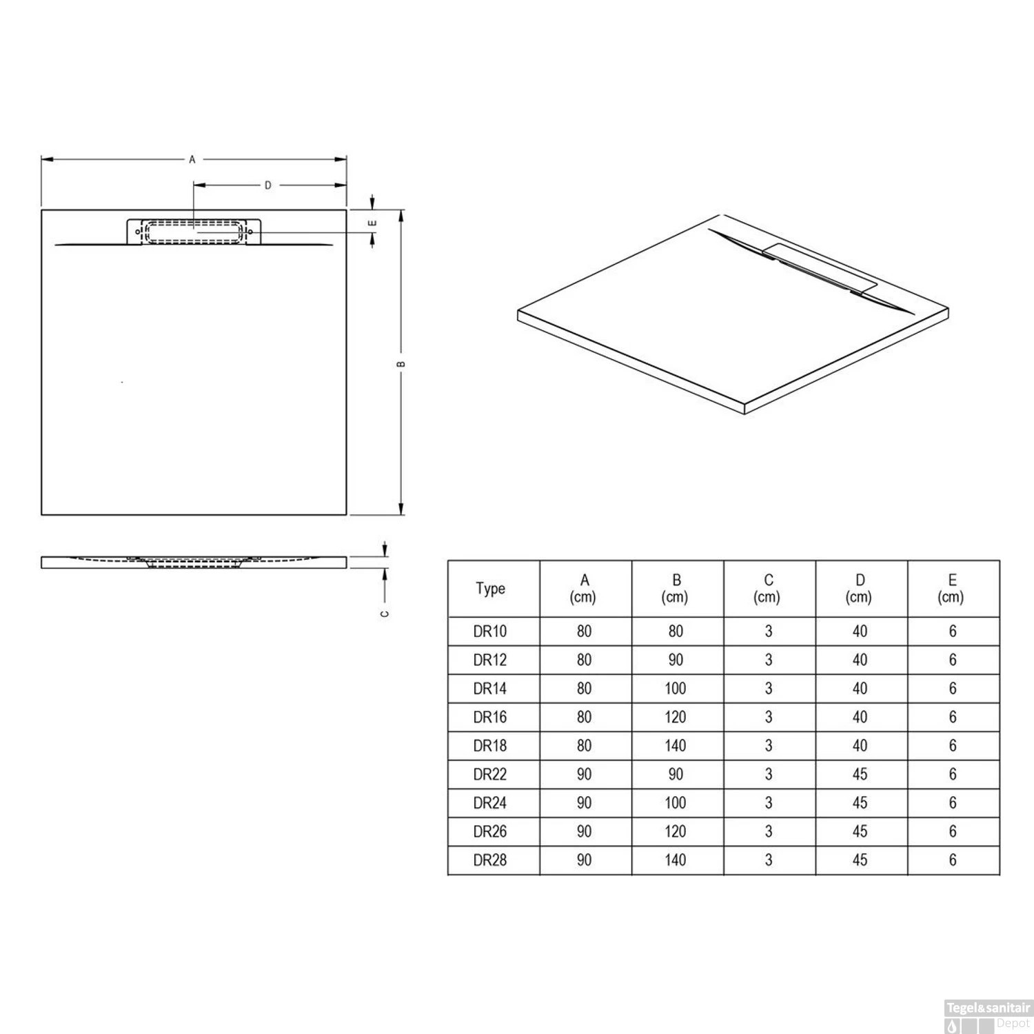 Douchebak Riho Isola 140x80 Cm Mat Wit - Afbeelding 5