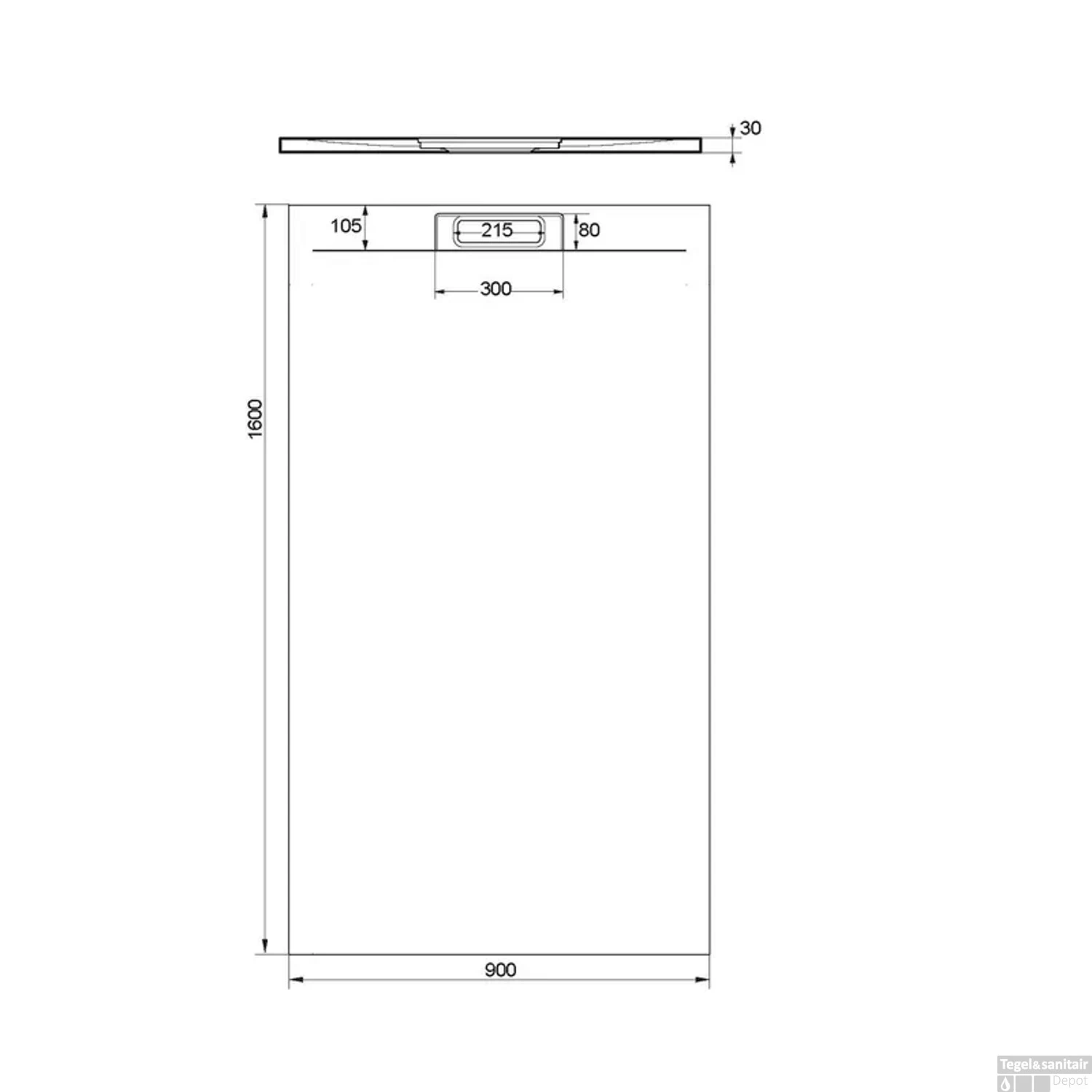 Douchebak + Sifon Allibert Rectangle 160x90 Cm Mat Rood Terracotta - Afbeelding 2